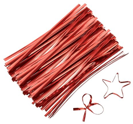 QUARKZMAN 5 Attaches de Torsion, Attaches de Torsion Métalliques, Attaches de Torsion en Plastique Réutilisables pour les Sacs de Boulangerie, de Bonbons, de Friandises, Lot de 800, Rouge