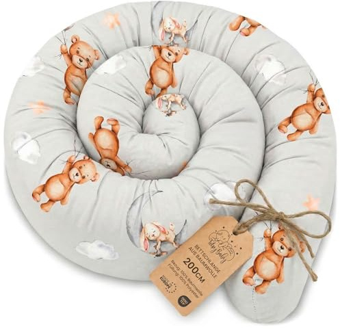Totsy Baby Side sleeper bed snake body pillow 200 cm cotton long bed roll sleeping neck headrest Oeko-Tex Teddy bears