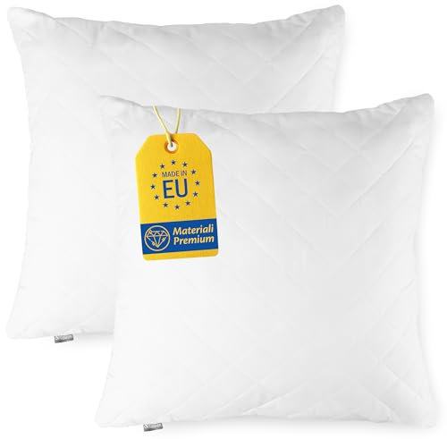Flowen Cojines Sofa 50x50 Almohadones 2 Unidades Decorativos Relleno Cojin Hipoalergénico Antiácaros y Suave Cuadrado con Funda de Almohada Acolchada Blanco Extraíble y Lavable