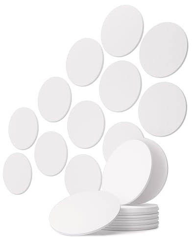vilz 12 paneles acústicos de diseño de pared de fieltro reciclado blanco – Aislamiento acústico círculos Ø 250 mm de grosor 9 mm para juegos, oficina, pasillo