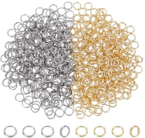 UNICRAFTALE 600pcs 2 couleurs Anneaux de Jonction Fendus Acier Inoxydable 5mm Doubles Boucles Mini Porte Clés Petits Anneaux Métal Connecteurs pour Porte Clés Bijoux Colliers Bracelet Boucle D'Oreille
