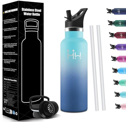 HoneyHolly Botella Agua Acero Inoxidable 500ml, Termo Agua Fria, Cantimplora Termica Sin BPA, Doble Pared, Botella para Niños y Adultos, Botella Acero Inoxidable para Deporte, Oficina, Yoga
