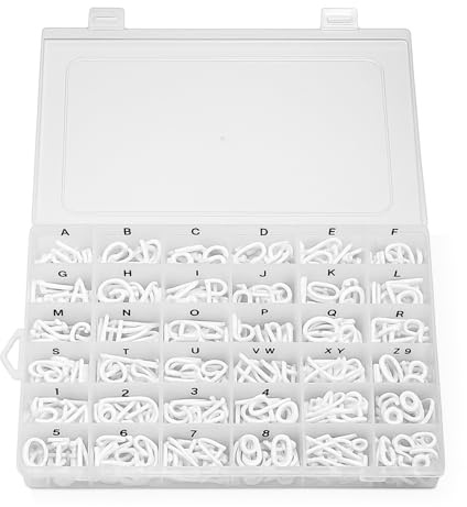 Dunzoom 390 Pieces Letter Board Letters with Plastic Organizer Box for Changeable Felt Board 3/4 White Letters, Numbers & Symbols for Felt Letterboard