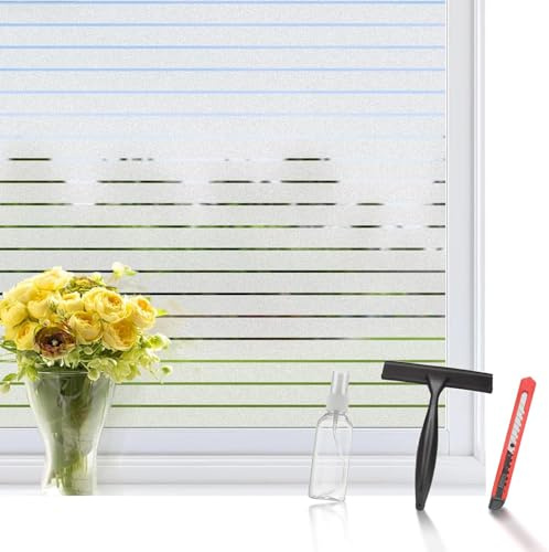 aboveBED Vinilos para Ventanas Privacidad 75x200cm, Vinilo para Cristales Opaco, Anti Calor y UV para Hogar Oficina, Adhesivo Decorativo para Hogar Oficina Cristal Cocina, Rayas