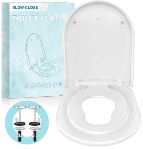 Family Toilet Seat, Soft Close Toilet Seat with Built-in Child Seat, Potty Training 2 in 1 Seat with Quick Release, Simple Top Fixing, Non-Slip Anti-Bacterial U/D Shape Toilet Cover （White）