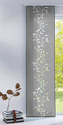 Gardinenbox Moderner Flächenvorhang Schiebegardine aus hochwertigem Ausbrenner-Stoff mit Klettband, Grau Tendril, 2 Stück 245x60 (HxB), 856100