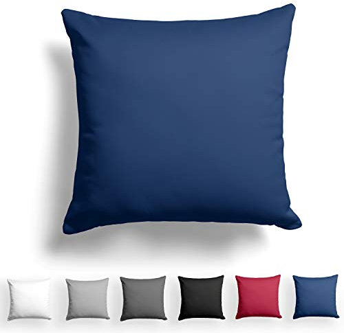 Alreya Mako Satin Kissenbezug 80 x 80 cm - 100% Baumwolle mit Reißverschluss, Superweicher Kopfkissenbezug 80x80, Kissenhülle, Oeko-TEX® Standard Zertifiziert, Blau, nur Kissenbezug