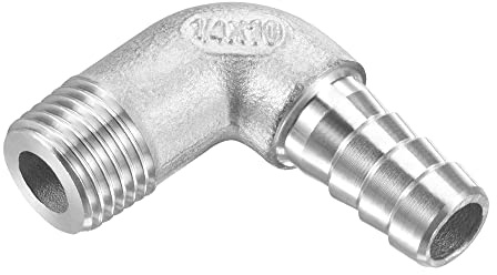 M METERXITY Slanghullingbeslag – 90 graders armbåge rostfritt stål 10 mm rörkontakt applicera på vattenbränsle (G1/4 hanrör)