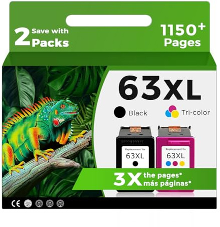 Relcolor 63XL Ink Cartridges Replacement for HP 63 XL Black Color Combo Pack for HP63 HP63XL for 4650 3830 5255 4520 5258 3630 4652 4655 5200 4512 3632 5252 2132 1112 3631 2130 4510 3634 3833 Printer