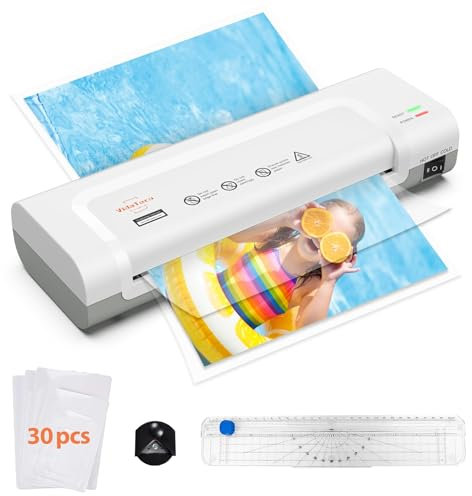 Vidateco Laminiergerät A4: 4 in 1 Laminiermaschine mit 30 Stück A4 A5 A6 Laminierfolien, Laminator mit Papierschneider, Eckrunde, Schnelles Aufwärmen, Ideal für Heimgebrauch Büro Schule Fotos Karten