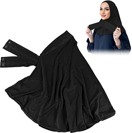 PFLYPF 1 piezas negro Hijab corbata botón bufanda musulmana bufanda corbata práctica hijab para niñas damas, Negro , Talla única