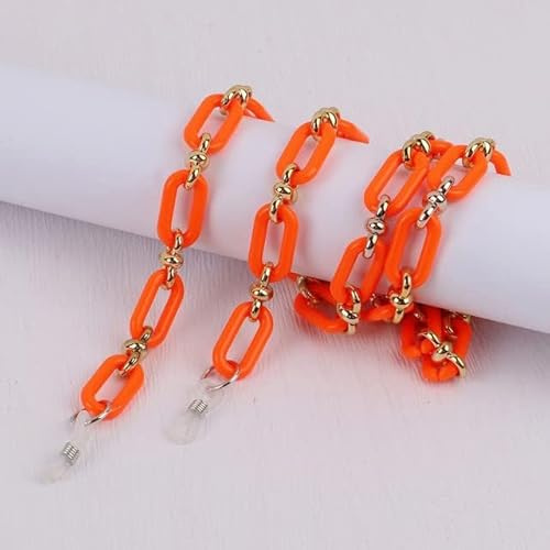 DWhui Ambre acrylique bouton chaîne lunettes lunettes chaîne femmes Anti-perte masque suspendu lunettes de soleil lanières tenir cordon sangle corde collier (Orange)