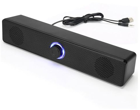 ciciglow USB Computer Speaker, Wired USB Desktop Soundbar 3.5MM AUX Input Portable Mini Speaker for PC Laptop Tablet for