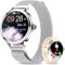 niolina Smartwatch Damen mit Telefonfunktion, 1.106 AMOLED Small Screen Smart Watch für Android iOS, IP68 Wasserdicht Armbanduhr mit 120+ Sport, Fitnessuhr für Pulsuhr/Schrittzähler/SpO2 (Silber)