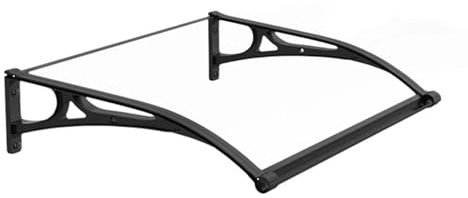 GUAWJRZDP Marquise, Marquise De Porte Exterieur, Marquise En Polycarbonate, Pare-soleil Étanche Avec Support En Aluminium, Panneau Épais De 4 Mm, Panneau Transparent Et Support Noir(100x160cm/39.3x62.