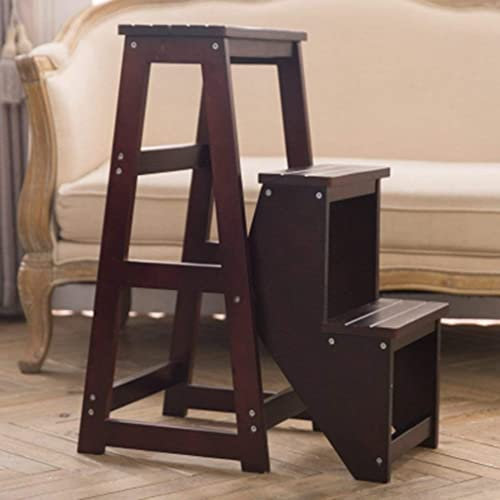 Solid Wood Folding Step Stool for Adults 3 Layers Ladder Staircase Stool with Household Storage Durable and Space Saving Design / H3 / H3