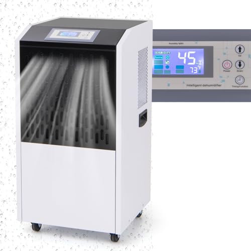 RELAX4LIFE Déshumidificateur Professionnel jusqu'à 118L/J pour 790m³, Déshumidification d'Air Industriel avec Tuyau de Vidange 1M pour Sous-Sol Entrepôt Restauration (Blanc)
