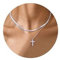 TempBeau Kreuz Kette Damen, Halsketten für Frauen Mädchen aus Edelstahl, Layering Kette Damen mit Kreuz Anhänger, Christlich Kreuzkette für Ostern Geburtstag Muttertag Kommunion Geschenk - Silber