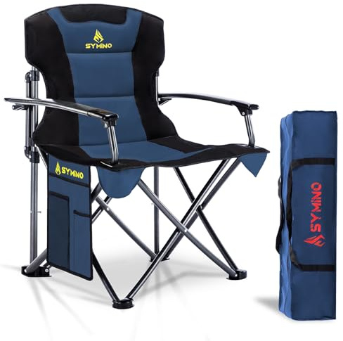 Symino Chaise Pliante Camping Max de 150kg avec Accoudoirs - Fauteuil Pliable pour Jardin/Pêche/Extérieur Braun