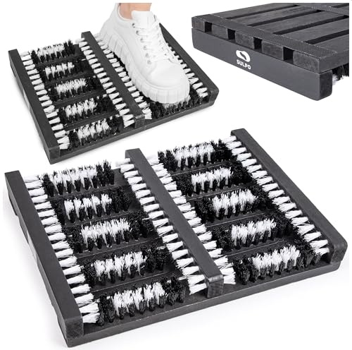SULPO Grattoir à chaussures extérieur – Brosse à chaussures robuste, résistante aux intempéries, antidérapante, poils extra durs pour la boue, le sable, la neige, couleur noire