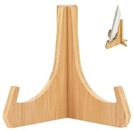 mengger Portapiatti, 1 pezzo Portapiatti in legno,Portapiatti da 6 Pollici da Espositore,Supporto Decorativo per Piatti,Supporto per Cornici in Legno,Adatto per Cartoline Foto Documenti