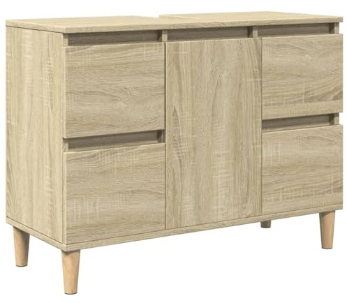 Tomostar Meuble sous Lavabo, Meuble de Rangement Salle de Bain sous Vasque Armoire Évier chêne Sonoma 80x33x60 cm Bois d'ingénierie