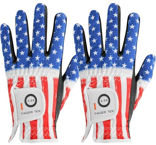 XJBTBA Guantes de Golf para jóvenes para Todo Tipo de Clima, Suaves para Mano Izquierda Derecha, Agarre de Lluvia, Valor Transpirable, Paquete de 2, Guantes de Golf para niñas y niños, Resistentes al