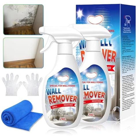 Fast Acting Anti Wall Cleaner Spray, New 8oz Highly Painted Effective Wall Stain Remover, Dust Removal Foam, Multi-Surface Use, Long-Term Protection without Damaging for Bathrooms, Kitchens (2PCS)