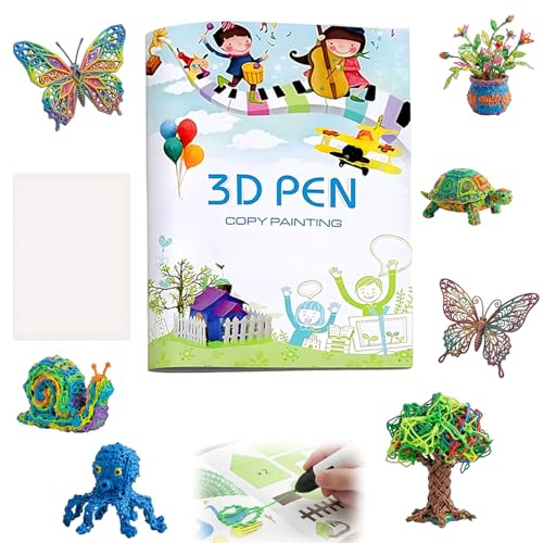 1 PCS 3D Pen Book, with 40 Patterns and Transparent Templates Mat, Reusable 3D Printing Drawing Book for Kids, Children's Drawing Teaching Tools Gift