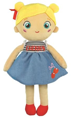 Clementoni Baby Cherry Terry, Muñeca de Trapo Blandita para Bebés, Muñeco de Peluche de Tela para el Desarrollo Emocional y Afectivo, Lavable, Regalo Desde los 0 Meses - 17601