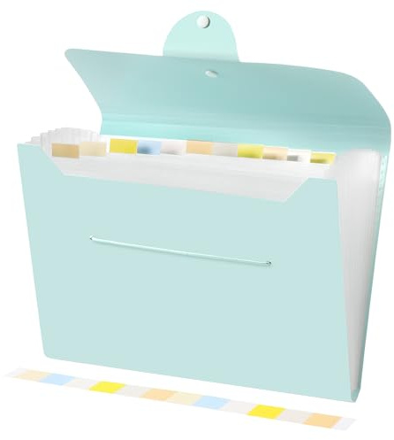 Brencco Cartelletta Porta Documenti con 12 Scomparti A4 Portatile Cartelle a Soffietto per Ufficio Casa Scuola Verde chiaro