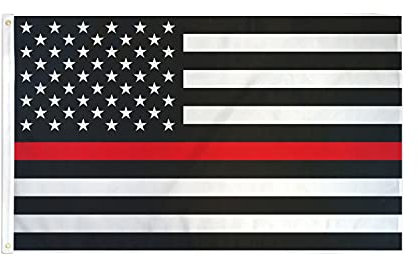 AZ FLAG - Drapeau Etats-Unis Thin Red Line - 150x90 cm - Drapeau Usa Ligne Rouge 100% Polyester Avec Oeillets Métalliques Intégrés - Pavillon 110 g