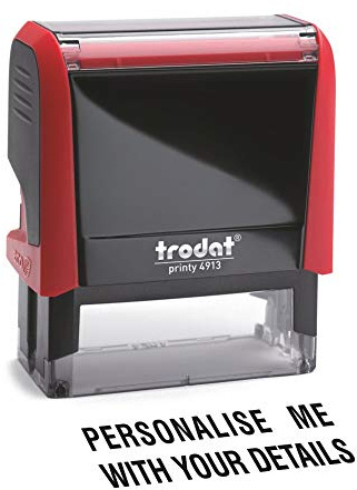 Trodat Printy 4913 Custom Self-Inking Stamp | Red Body | Personalised Text, Up to 6 Lines, 57 x 21 mm | Climate Neutral, Durable & Refillable | Stamps4u UK