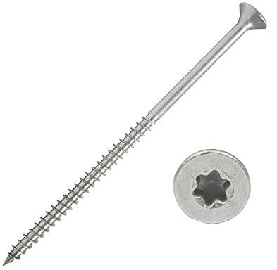 100 Stück Edelstahl-Schrauben 5x120 mm Teilgewinde Torx - Spanplattenschrauben mit Senkkopf - Holzschrauben/Holzbauschrauben - Werkstoff A2 VA V2A - Edelstahlschrauben/Universalschrauben TX25