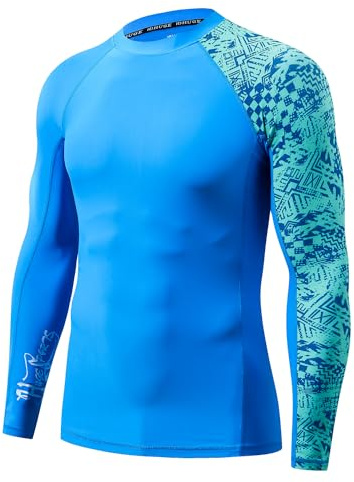 HUGE SPORTS Maillots Bain Rashguards Homme Longue T-Shirt Anti-UV UPF 50+