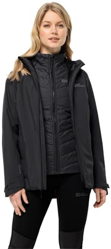 Jack Wolfskin Giacca Glaabach 3 in 1 da donna, nero, X-Small