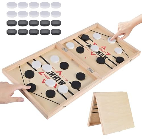 Sling Puck Spiel, Tischhockey Brettspiel, 2-in-1tischfussball Gewinnerspiel, Portable Super Winner Brettspiel, Schnelles Foosball Winner, Eltern-Kind-Interaktion Tisch Hockey für Erwachsene und Kinder