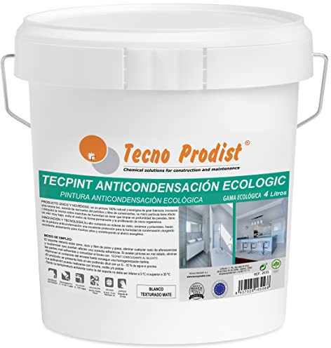 Tecno Prodist TECPINT ANTICONDENSACIÓN ECOLOGIC (4 Litros) Pintura anti-condensación ecológica interior - exterior al agua, 100% Natural, Paredes y Techos, Transpirable - (BLANCO)