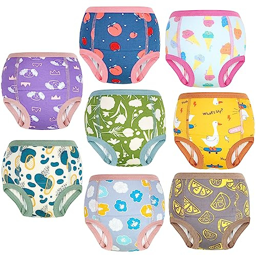 MOEMOE BABY Training Underwear 8 Pack Cotton Potty Training Pants for Toddler Boys and Girls 2-7T