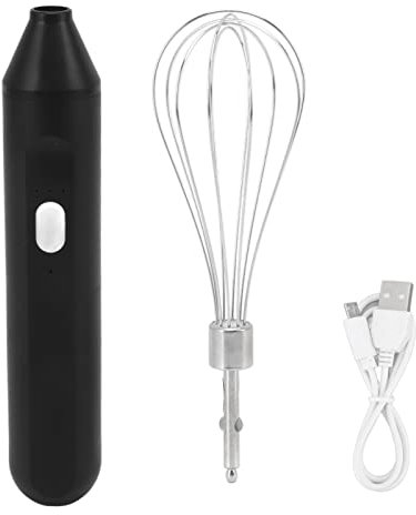 Elektrischer Handmixer, Wiederaufladbarer Handmixer, Schneebesen-Set, Kabellose Handküchenmaschine, USB-wiederaufladbarer Elektrischer Schneebesen Zum Kochen, Backen (Schwarz)
