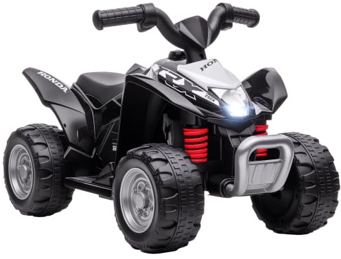 AIYAPLAY HONDA Quad Elettrico per Bambini 18-36 Mesi con Luci LED, Nero | Mini Quad per Bambini, Clacson e Pedali, Velocità max 2.8 km/h, 65.5x38.5x43.5 cm