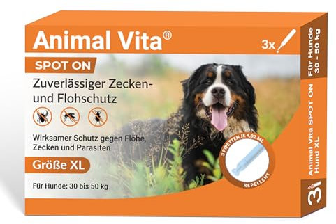Animal Vita® Spot On Zeckenschutz [zuverlässiger Schutz] Zeckenmittel für Hunde -Zeckenschutz Hund - Spot On für große Hunde (30 bis 50kg)