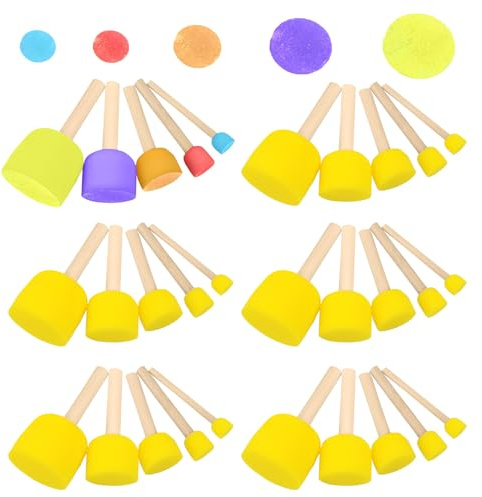Scettar 30 Piezas Pincel de Esponja Redonda, Pinceles De Espuma Esponja De Pintura Cepillo, 5 Tamaños de Pinceles de Esponja para Pintar, Manualidades, Cerámica, Bricolaje para Adultos y Pintor