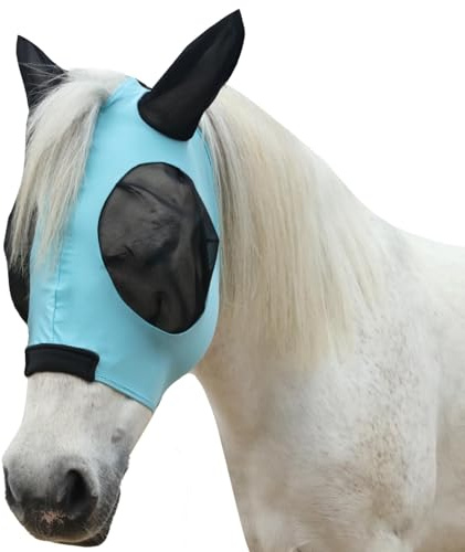 Gallopoff Máscara Antimoscas Caballo con Orejas, Protección contra los Rayos UV, Cómodo y Transpirable, Máscara Moscas Caballo
