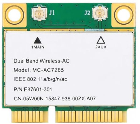 CENPEK Scheda WLAN PCIE MC-AC7265 - Adattatore di Rete WiFi Bluetooth Dual Band 2.4G/5G per Laptop Notebook PC Win7 Win 8 Win 10