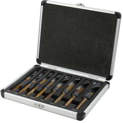 Hoteche 8-teiliges 1/2 HSS Bohrer Set – Hochwertiger Metallbohrer Satz mit 14-25,5 mm Durchmesser – Ideal für Edelstahl, Chromstahl und Vierkantrohre – Robuste Aluminiumverpackung