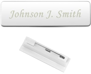 Zysta Targhetta Personalizzata Incisione Nome Numero Civico con Magnete per Porta Cassetta Postale Citofono ID Badge con Iniziali Ufficio con Spilla in Acciaio Targa con Nome 7 x 2cm (Argento Spilla)