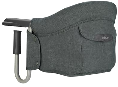 Inglesina Fast, Siège de Table Pliable, Gris Foncé (Charcoal Grey), Facile à Transporter, Lavable, Installation Sécurisée, Jusqu'à 15 kg, 35 x 27 x 42 cm