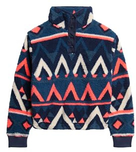 Superdry Damen Superweicher Bedruckter Teddy-Fleece Marineblauer Frotteedruck 42