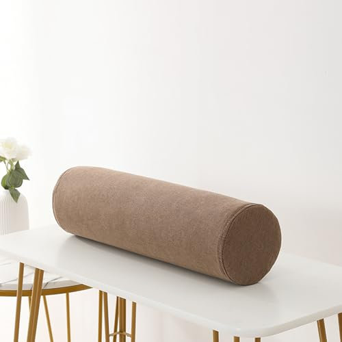 XXIUDEE Runde Nackenrolle, Sofa, Armlehnenkissen, weiche Zylinderrolle, lange Nachtschutzkissen, Lendenwirbelstützkissen, lange Schlafkissen (50 x 20 cm, Braun)